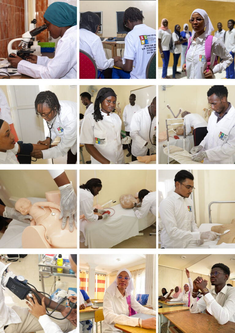 Montage de photos d’étudiants et de travaux pratiques à IPAF Santé